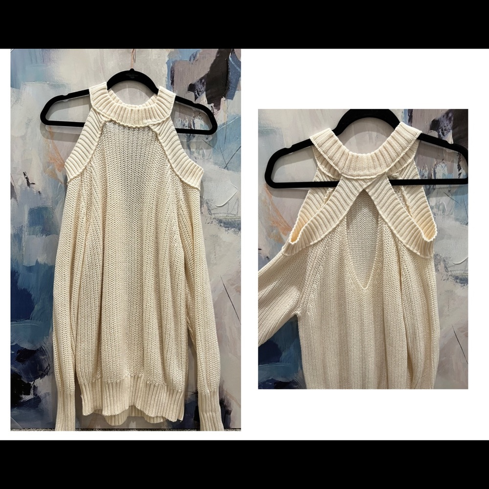 Free People cold shoulder open back sweater